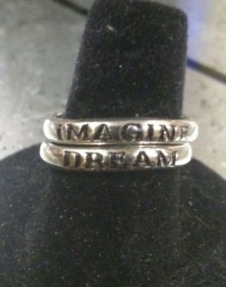 Two Vtg Sterling Silver - Wave Rings Size 7 Dream And Imagine