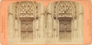 France Rouen Église Saint - Maclou,  Photo Stereo Vintage Albumine Pl62l8