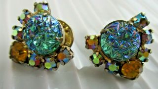 Pair Spectucular Cut Glass & Rhinestone Vintage Estate Brooch Scatter Pins