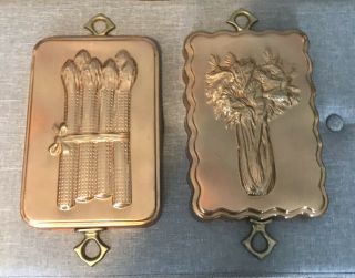 Set Of 2 Vintage Copper Molds,  Jelly Molds,  Rectangular,  Made In Korea,  Unique