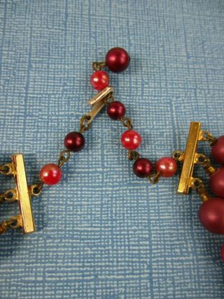 1950 ' s Cranberry BEAD Vintage Estate NECKLACE & Clip EARRING Set Japan 3