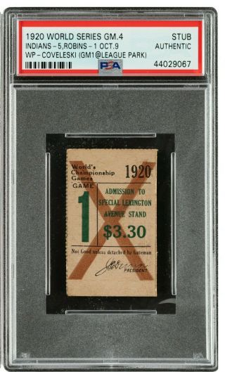 1920 World Series Game 4 Ticket Cleveland Vs Brooklyn