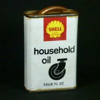 Vintage Shell Household Oil Tin Handy Oiler Pourer Metal Petrol Garage