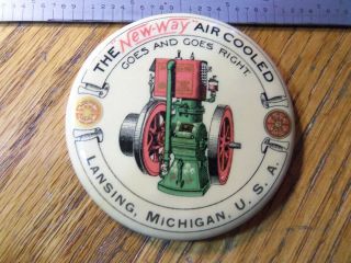 Antique Vintage Celluloid Advertising Pocket Mirror Way Air Cooled Lansing M