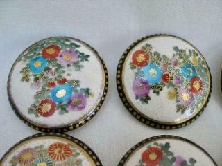 6 Large Japanese Satsuma Hand Painted Antique Ceramic Buttons.