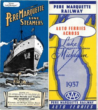 Vintage 1931,  37 Pere Marquette Steam Ship Steamer Timetables - Lake Mi - Great Lakes