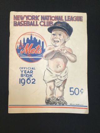 1962 York Mets Yearbook Polo Grounds April 8 Roster B&w Back Cover Hodges Ex