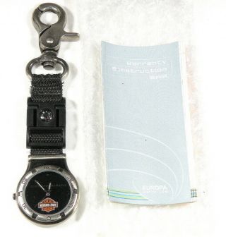 Harley Davidson Europa Pocket Watch With Compass,  Black Belt Clip