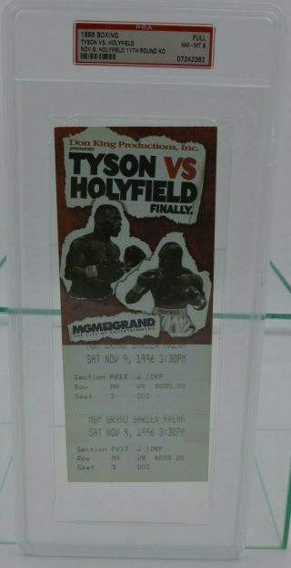 Mike Tyson Vs Evander Holyfield Full Ticket Stub Near - Psa 8
