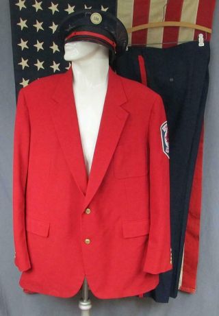 Vintage 1960s Boston Red Sox Fenway Park Baseball Ushers Uniform Sz50 W/cap Rare