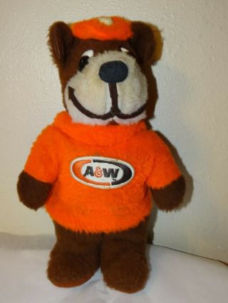 Vintage A&w Root Beer Bear Plush Toy 13 - 3/4” Long Rooty Promotional Advertising