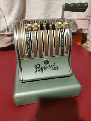 Vintage Paymaster Series 600 Check Writer 7 Column Stamper Machine Green