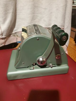 Vintage Paymaster Series 600 Check Writer 7 Column Stamper Machine Green 2
