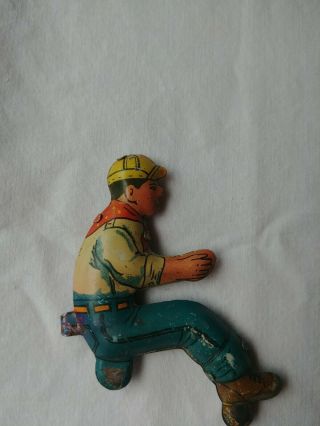 Vintage Tin Litho Toy Marx Tractor Bulldozer Construction Driver Figure Man