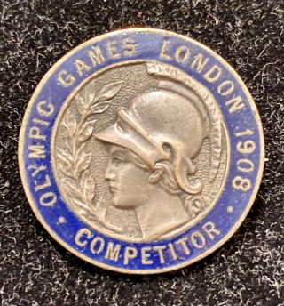 Very Rare 1908 London Olympic Games Competitor Pinback/badge,