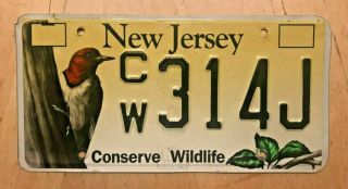Jersey Conserve Wildlife Woodpecker Graphic License Plate " Cw 314 J " Nj