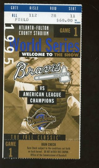 1995 World Series Ticket Stub Cleveland Indians At Atlanta Braves Game 1 Exmt