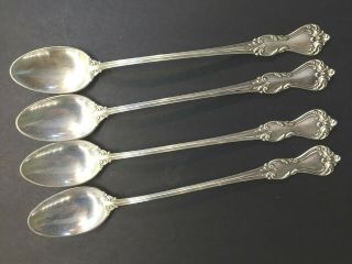 4 Reed & Barton Sterling Silver Marlborough Iced Tea Spoons No Monograms