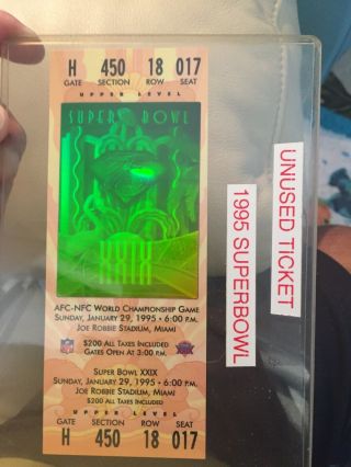 1995 Bowl Xxix Ticket Full San Francisco 49ers Vs Sd Chargers