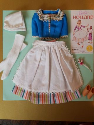 Vintage Barbie In Holland Outfit 0823 Complete & 1964 W Htf Tulips