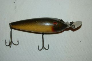 Antique Creek Chub Wiggler Perch Wood Glass Eye Fishing Lure Plug Bait