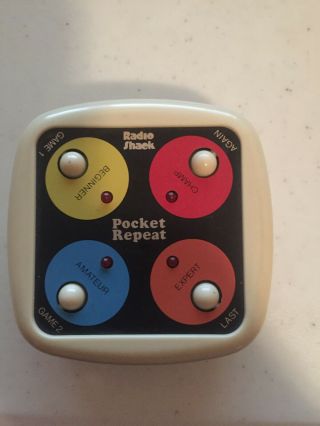 Vintage Radio Shack Pocket Repeat Hand Held Game 9 Volt Battery