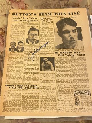 Joe Dimaggio Signed January 5,  1936 Newspaper Daily Mirror Page Psa/dna Auth