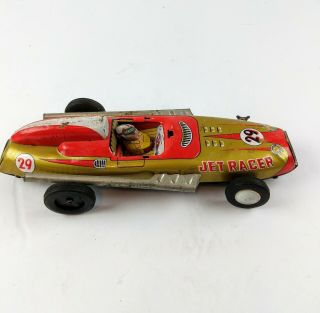 Golden Jet Racer 29 Made In Japan Tin Friction Race Car 10 - In Vintage Toy