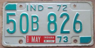 Indiana 1972 - 1973 Marshall County License Plate Quality 50b 826