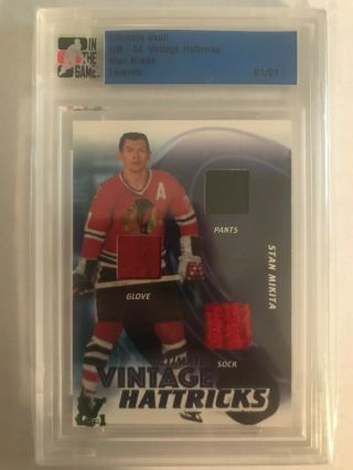 Stan Mikita 2004 In The Game Ultimate Vault Vintage Hatricks Relic 1/1 H91