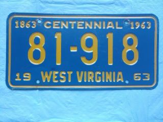 1963 West Virginia Centennial License Plate