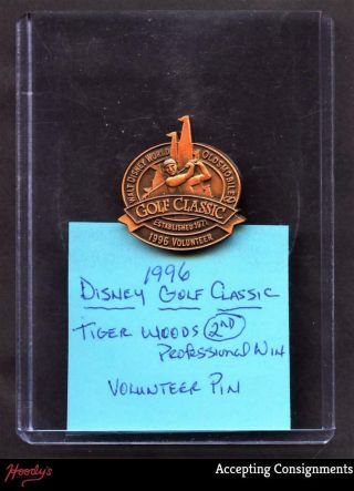 1996 Disney Golf Classic Volunteer Pin Oldsmobile,  Tiger Woods 2nd Prof.  Win