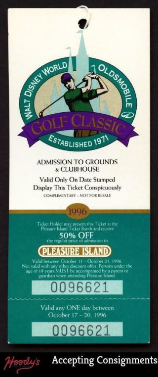 1996 Disney Golf Classic Ticket Tiger Woods 2nd Professional Win 96621