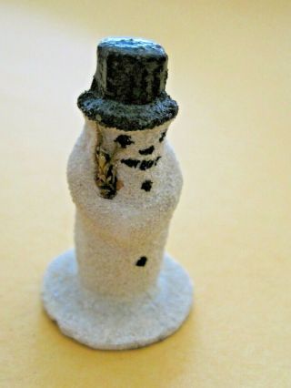 Vintage Paper Mache German Snowman Black Hat & Buttons Hand Painted 1.  5 " Tall