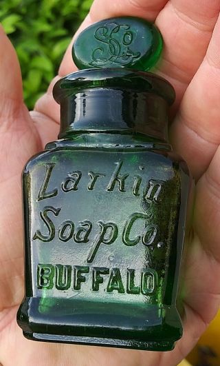 Vintage Emerald Green Larkin Soap Co.  Glass Bottle Buffalo York.