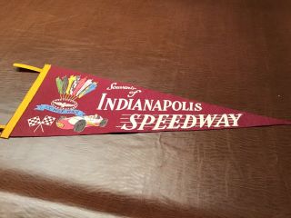 Purple Vintage Indianapolis 500 Motor Speedway Souvenir Pennant 27 X 8.  5
