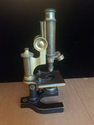 Bausch & Lomb Antique Solid Brass Microscope Serial 43607,  13 " Tall