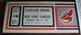 1979 York Yankees Indians Ticket Thurman Munson Career Hit 1,  500 Of 1,  558