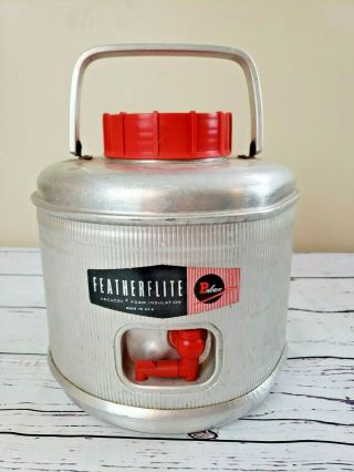 1960’s Vintage Featherflite By Poloron Aluminum Water Jug Cooler - 2 Gallons
