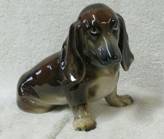 Vintage 1920s Wien Keramos Austria - Dachshund Sitting Dog 6 " Figurine (descrip)