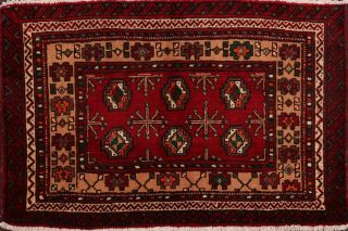 Tribal Geometric Balouch Afghan Area Rug Hand - Knotted Foyer Carpet 2x3