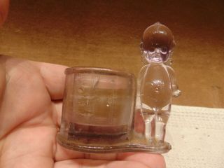 Vintage Kewpie Doll Figural Clear Glass Toothpick Holder