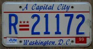 1999 Washington Dc District Of Columbia A Capital City License Plate R 21172