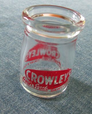 Vintage Crowley’s Dairy 2” Mini Individual Restaurant Cream Bottle Binghamton Ny