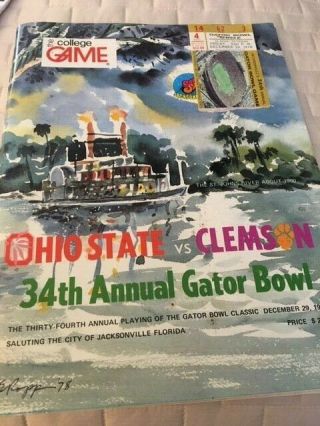 1978 Gator Bowl Program Ohio State Vs Clemson,  Game Ticket Stub