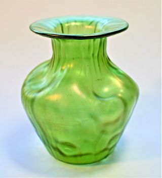 Antique Loetz Crete Rusticana Iridescent Art Nouveau Glass Vase C.  1900 12cm Tall