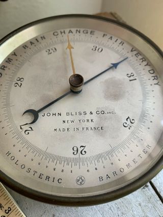 Antique John Bliss & Co.  York Brass Nautical Holosteric Barometer France