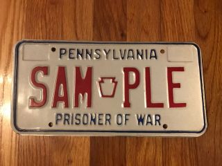 Pennsylvania License Plate Vintage Prisoner Of War Sample License Plate
