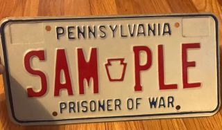 Pennsylvania License Plate vintage PRISONER OF WAR Sample license plate 2