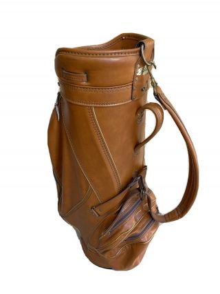 Vintage Titleist Brown Leather Golf Bag Shoulder Strap 4 Zips & Dividers